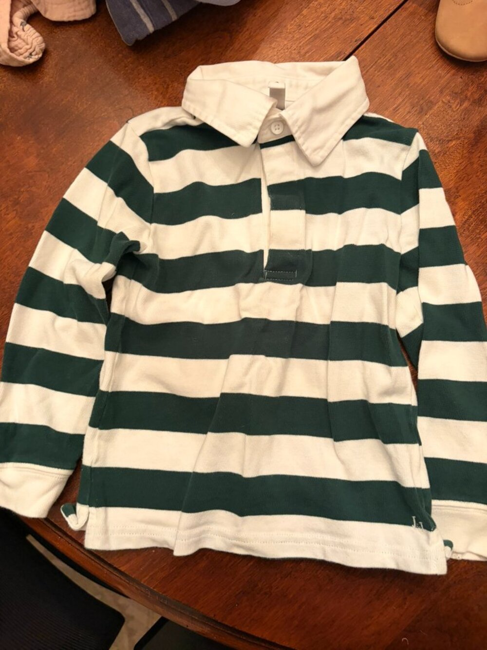 Janie and Jack Striped Rugby Shirt, Green/White, Size 3